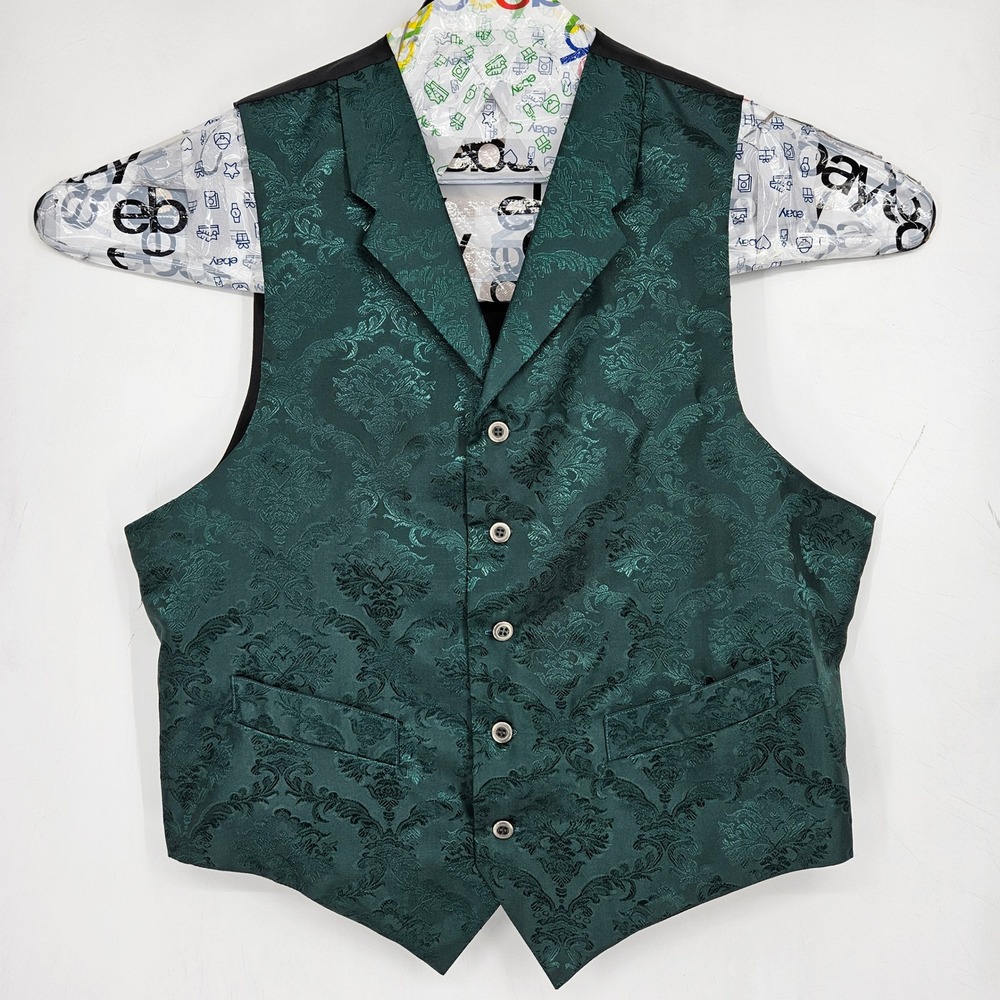 Vintage Frontier Classics Vest Mens Large Green Jacquard Western Cowboy